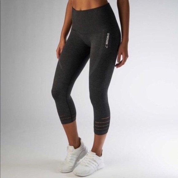 Gymshark Pants - Gymshark - Booty Shaping Black Marl High waisted